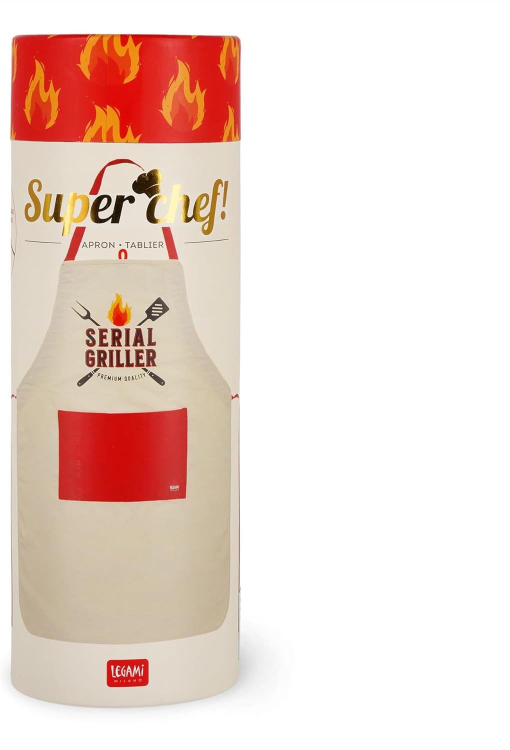 Legami - Grembiule da Cucina Uomo Donna, Super Chef, Tasca Frontale, Regolabile, Taglia Unica, Lavabile in Lavatrice, Dimensioni 56 x 76 cm