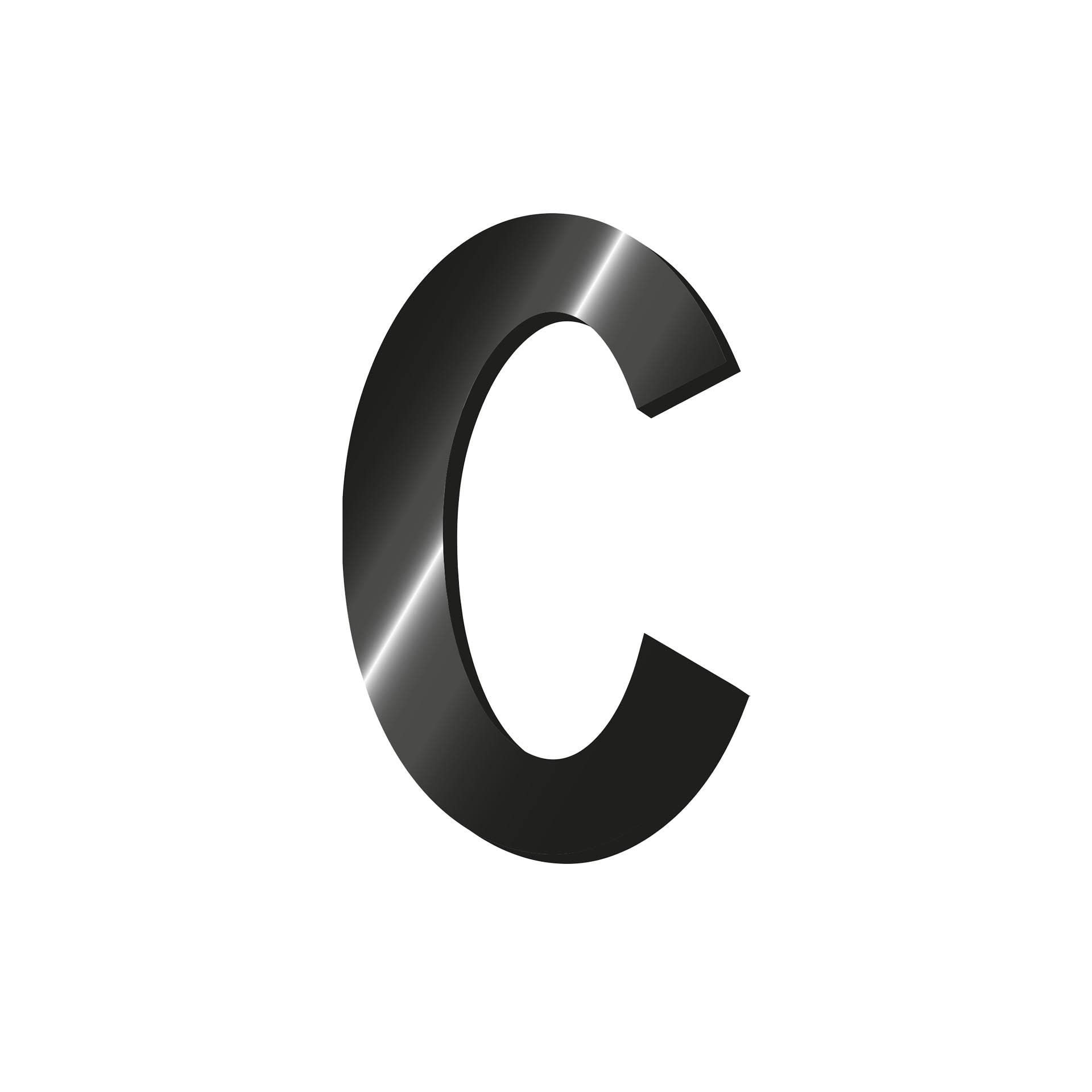 Legami My Initial - Adhesive Metal Letter - C