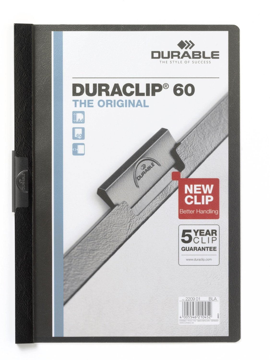 Durable Duraclip - Carpeta, 60 hojas, A4, color negro