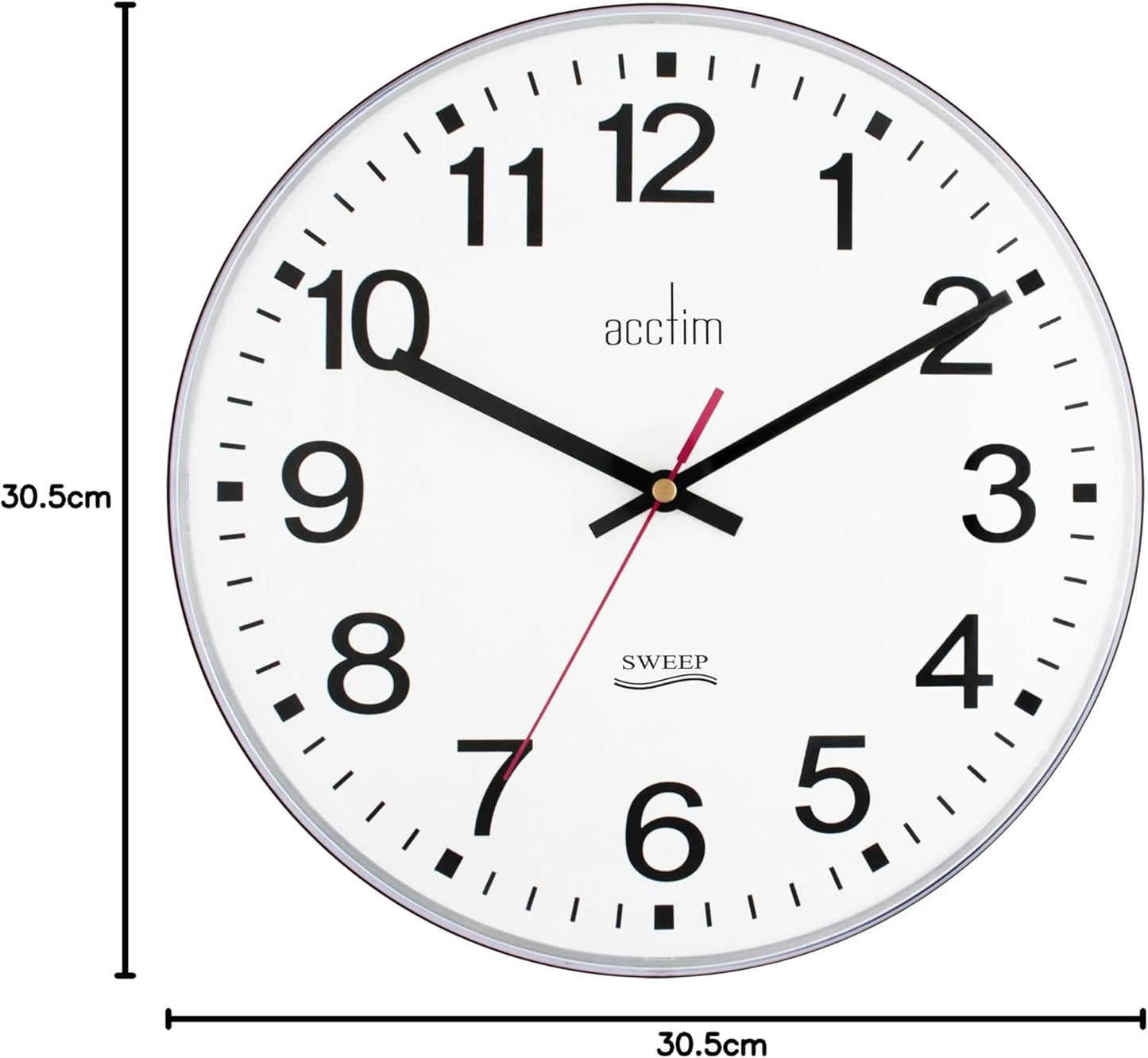 Acctim 22233 Clarkenwell Silent Non-Ticking Wall Clock, Black, 30.5cm