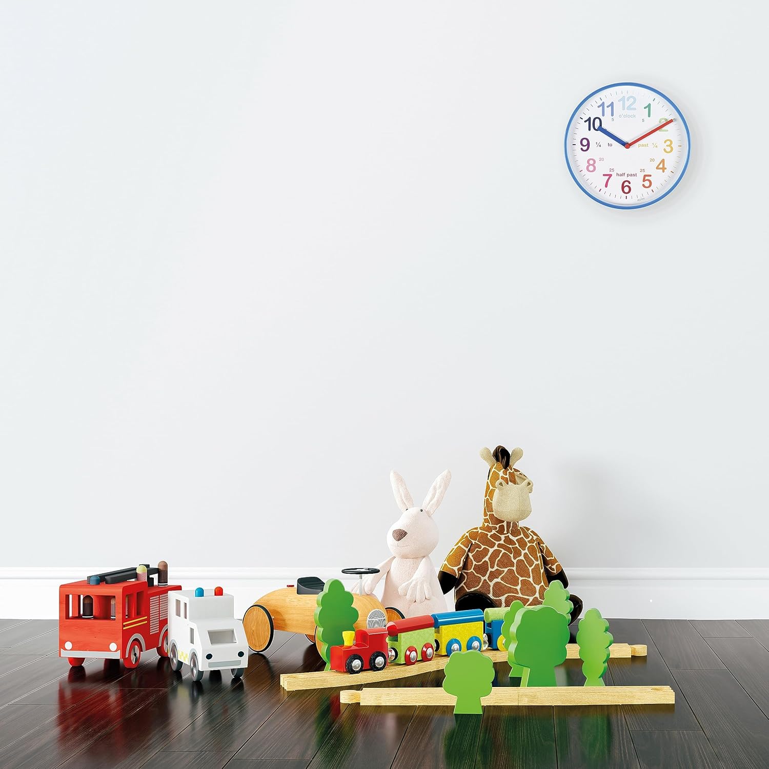 Acctim Wickford Kids Teaching Wall Clock Quartz Rainbow Dial Quarter Markers Blue 20cm 22529 (Pack of 5)