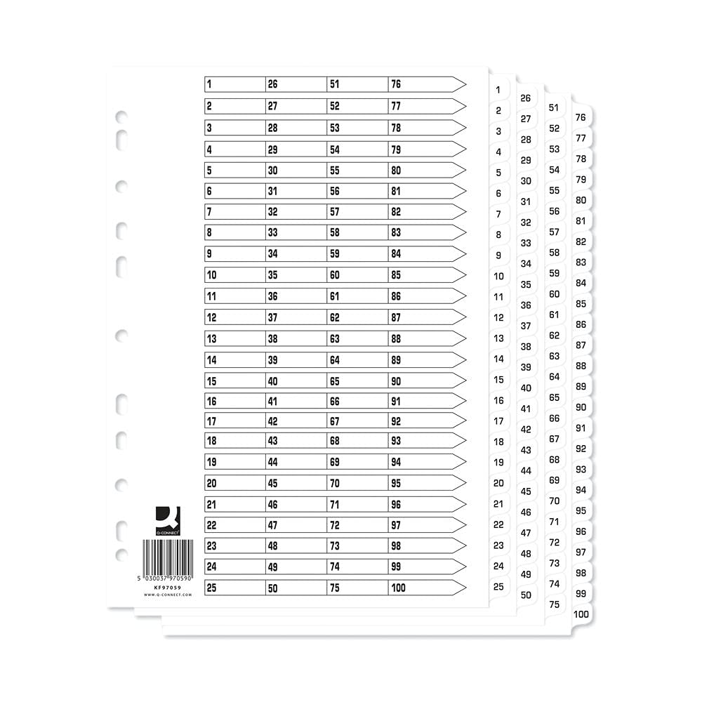 Q-Connect A4 1-100 Mylar Index (10 Pack