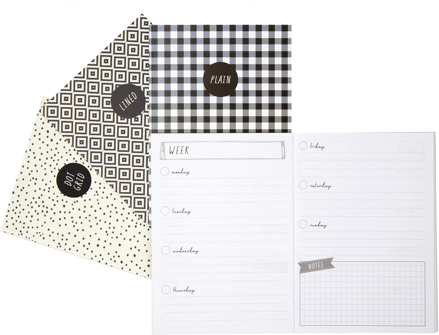 Pukka Pad, Carpe Diem 32 Page A6 4 Pack – Includes Plain, Lined, Dotted, and Planner Notebooks –