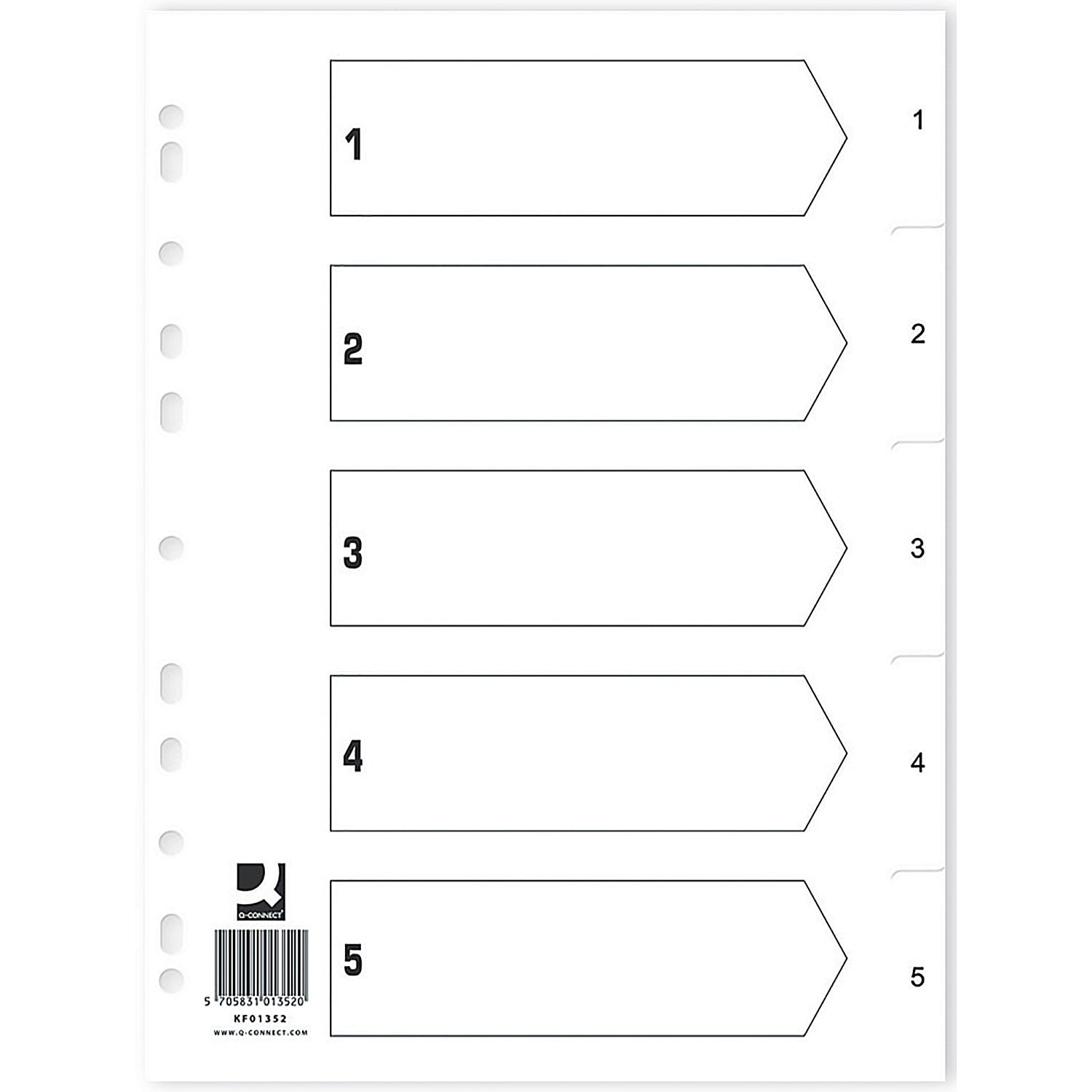 Q-Connect Index 1-5 Polypropylene White (25 Pack