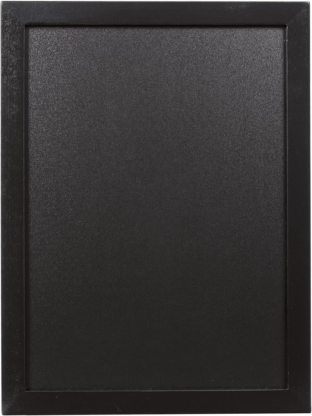 Securit Woody Black Chalkboard Set with Chalkboard Markers, 30 x 40cm Hanging Blackboard, Memo Board, Wipeable Blackboard with Chalk Pen for Office, Kitchen or Weddings