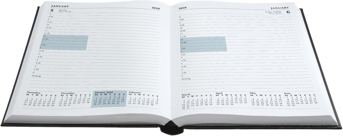 Collins 'Desk' 13 Month Mid/Academic Year Planner, July 2025-July 2026-52M.60-2526 -Day-to-Page Appointments Diary, A5 Hard Cover, Blue