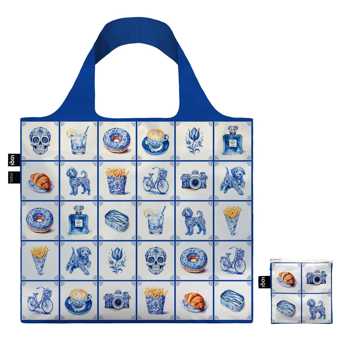 LOQI Delft Funky Recycled Bag, blue, Large