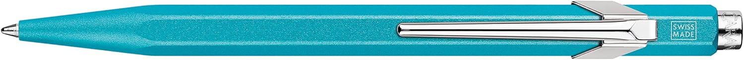 Caran d’Ache – Bolígrafo Ballpoint 849 Colormat-X Line Retráctil de Aluminio con diseño en forma hexagonal (Color Turquesa)