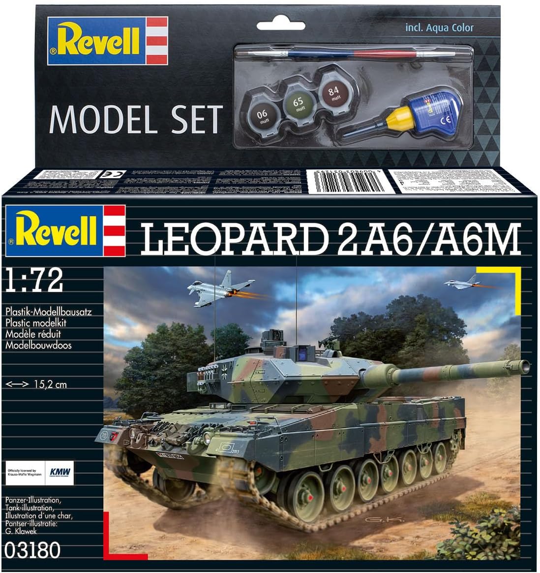 Revell Model Set 63180 Leopard 2A6/A6M 1:72 Scale Unbuilt/Unpainted Plastic Model Kit With Accessories