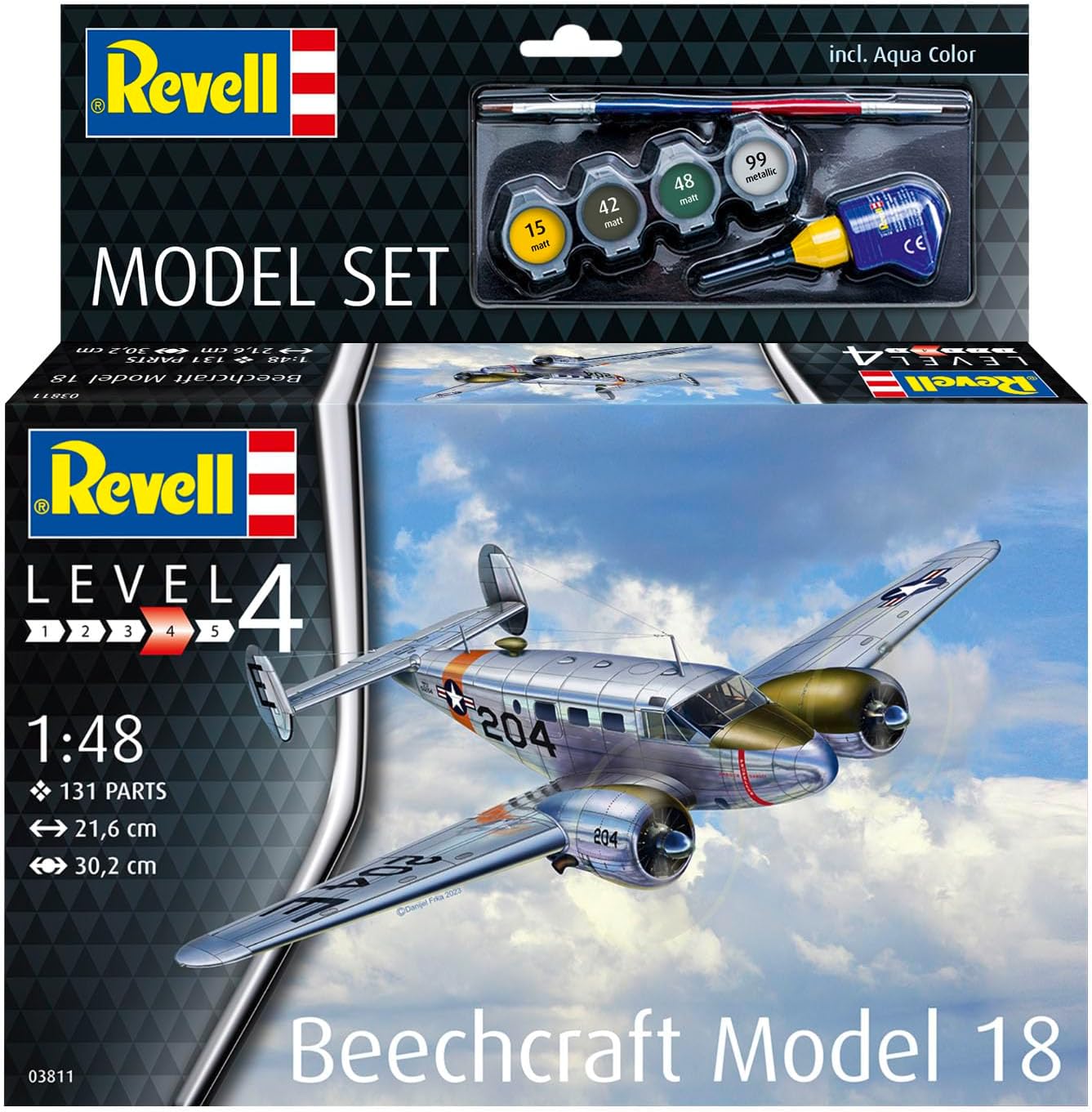 Revell Model Set 63811 Beechcraft Model 18 1:48 Scale Unbuilt/Unpainted Plastic Model Kit with Accessories