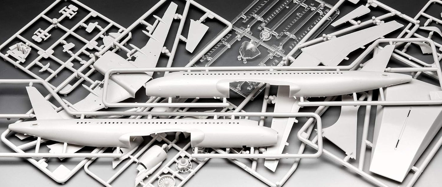 Revell Model Set 63942 Airbus A320neo Lufthansa "New Livery" 1:144 Scale Unbuilt/Unpainted Plastic Model Kit with Contacta Professional Glue, Paintbrush & Selected Aqua Color Paints