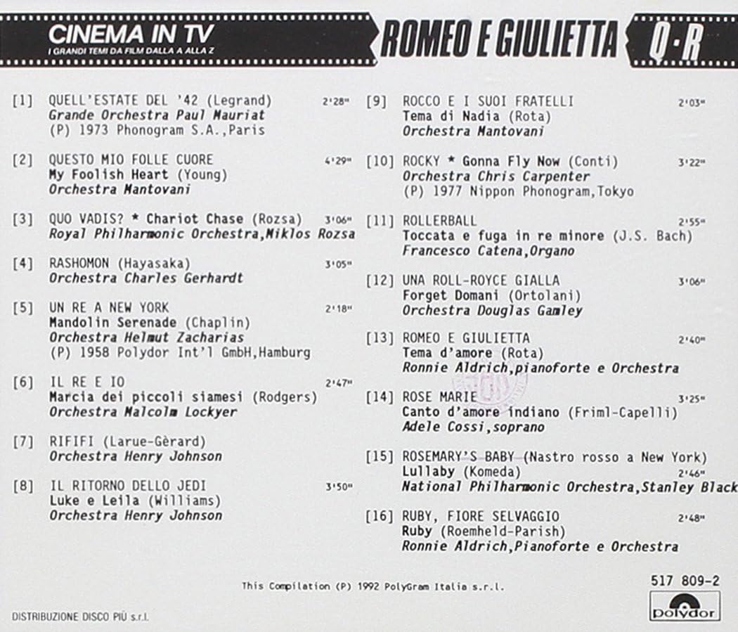 Cinema In Tv Vol.11 Romeo E Giulietta (Orchestra