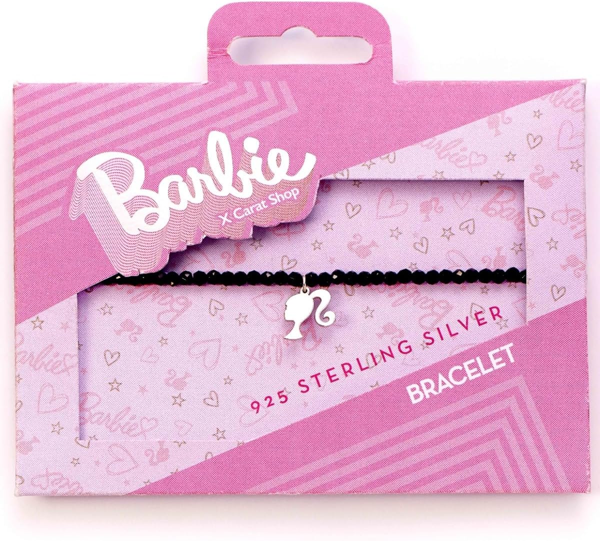 Barbie Sterling Silver Silhouette & Black Onyx Bead Bracelet