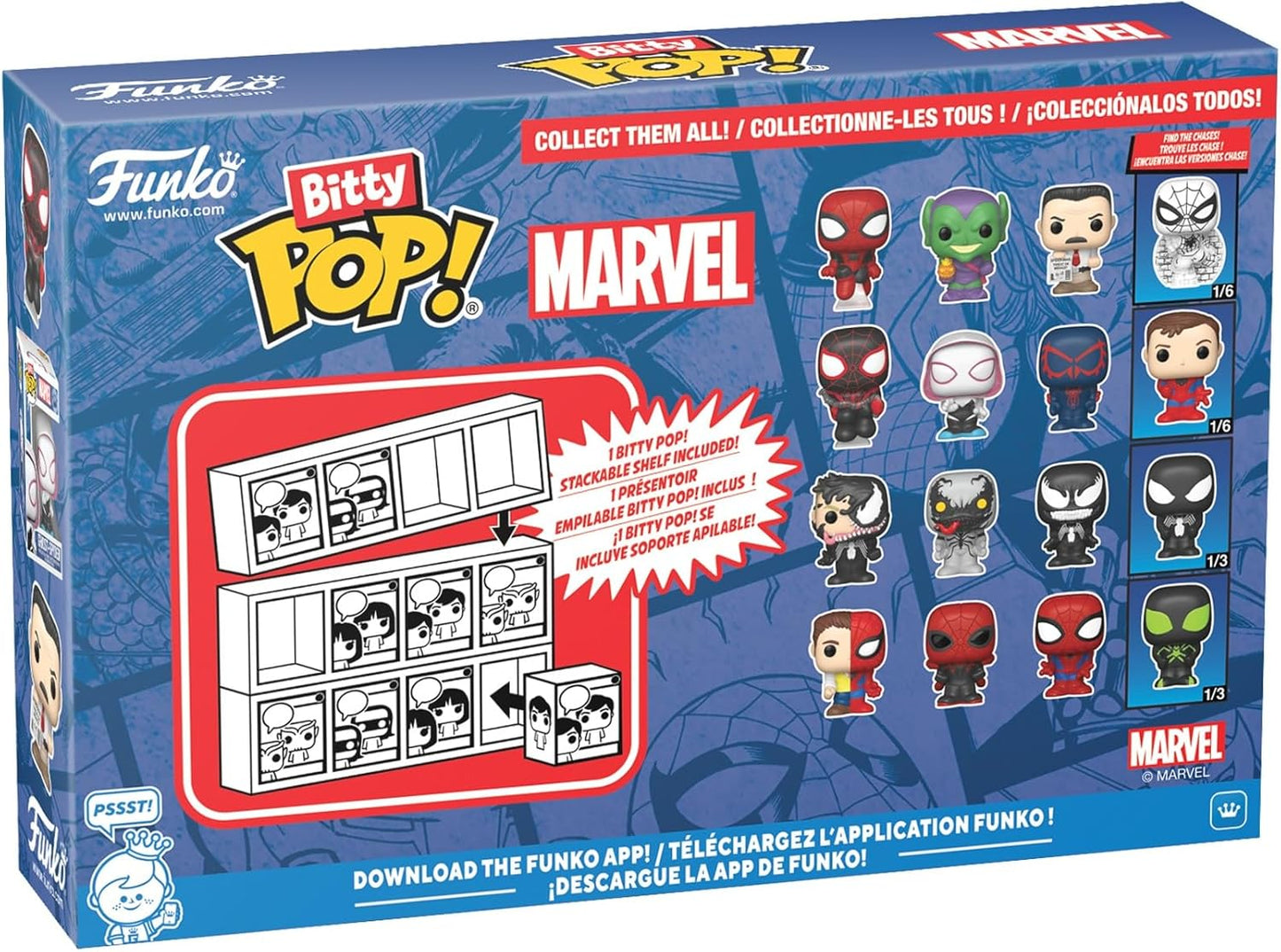 Funko Bitty Pop! Spider-Man - Miles Morales - 4 Pack - 1/6 Odds for Rare Chase Varian tand A Surprise Mystery Mini Figure - 0.9 Inch (2.2 Cm) - Marvel Comics Collectable - Gift Idea