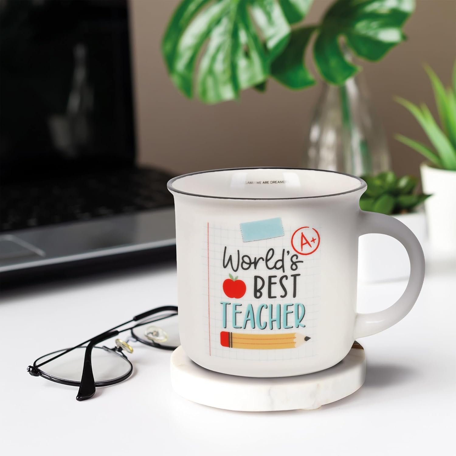 Legami - Cuppuccino mok van porselein, New Bone China, ontbijtmok, koffiemok, vaatwasmachinebestendig, cadeau-idee voor leraren, diameter 10 cm, inhoud 350 ml, thema leraar