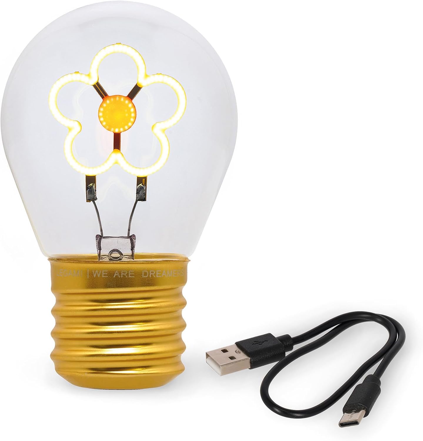 Legami - Table Lamp, USB Rechargeable, Wireless, Bulb Fiction, Daisy Theme, 6.8 x 10.5 cm