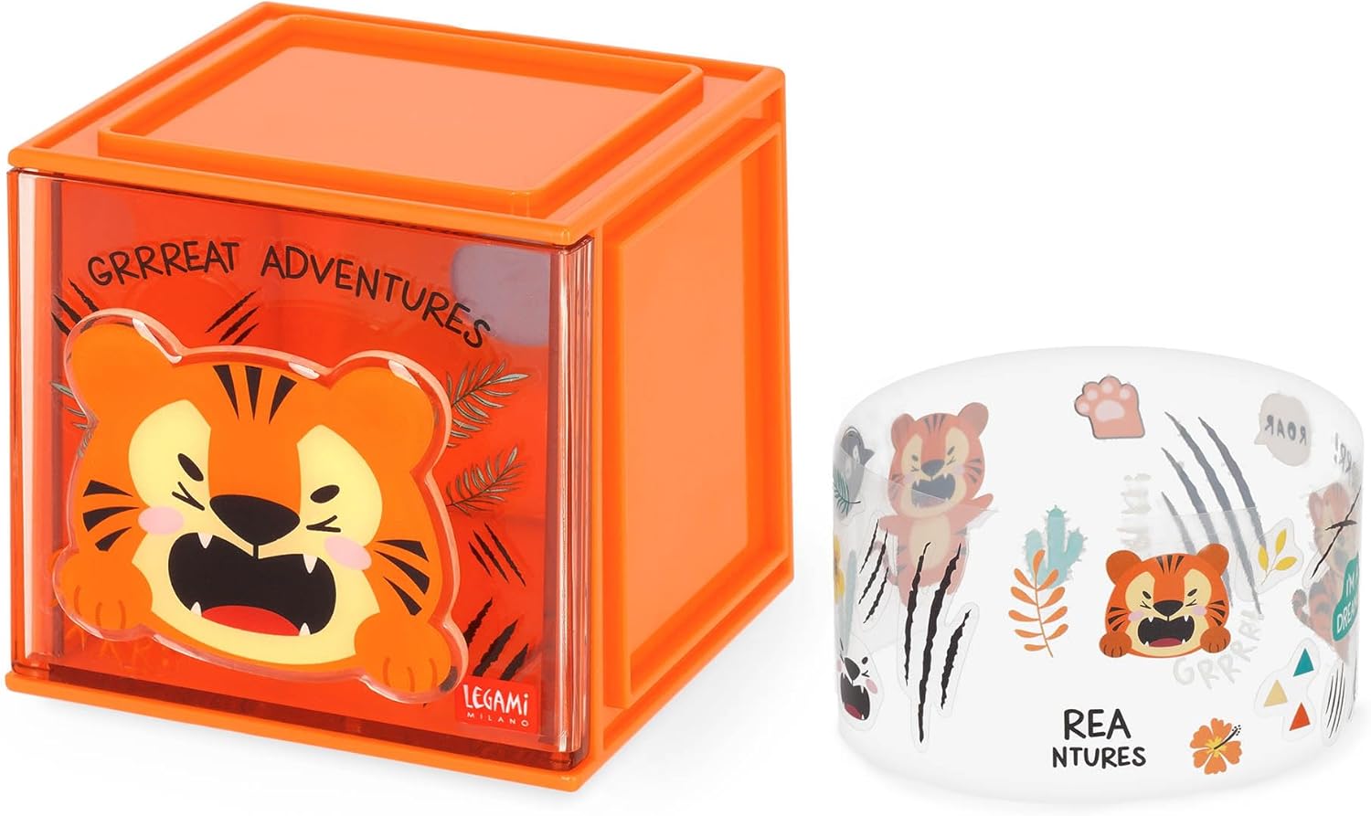 LEGAMI - Cutie Cubes Tiger Desk Organiser Storage Box Sticker Sheet Included Stackable Multifunctional ABS 90 x 90 x 100 cm