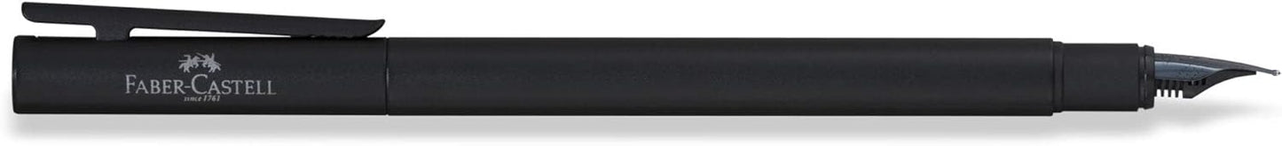 Faber-Castell 342303 - Stilografica Neo Slim in metallo, larghezza pennino B, nero