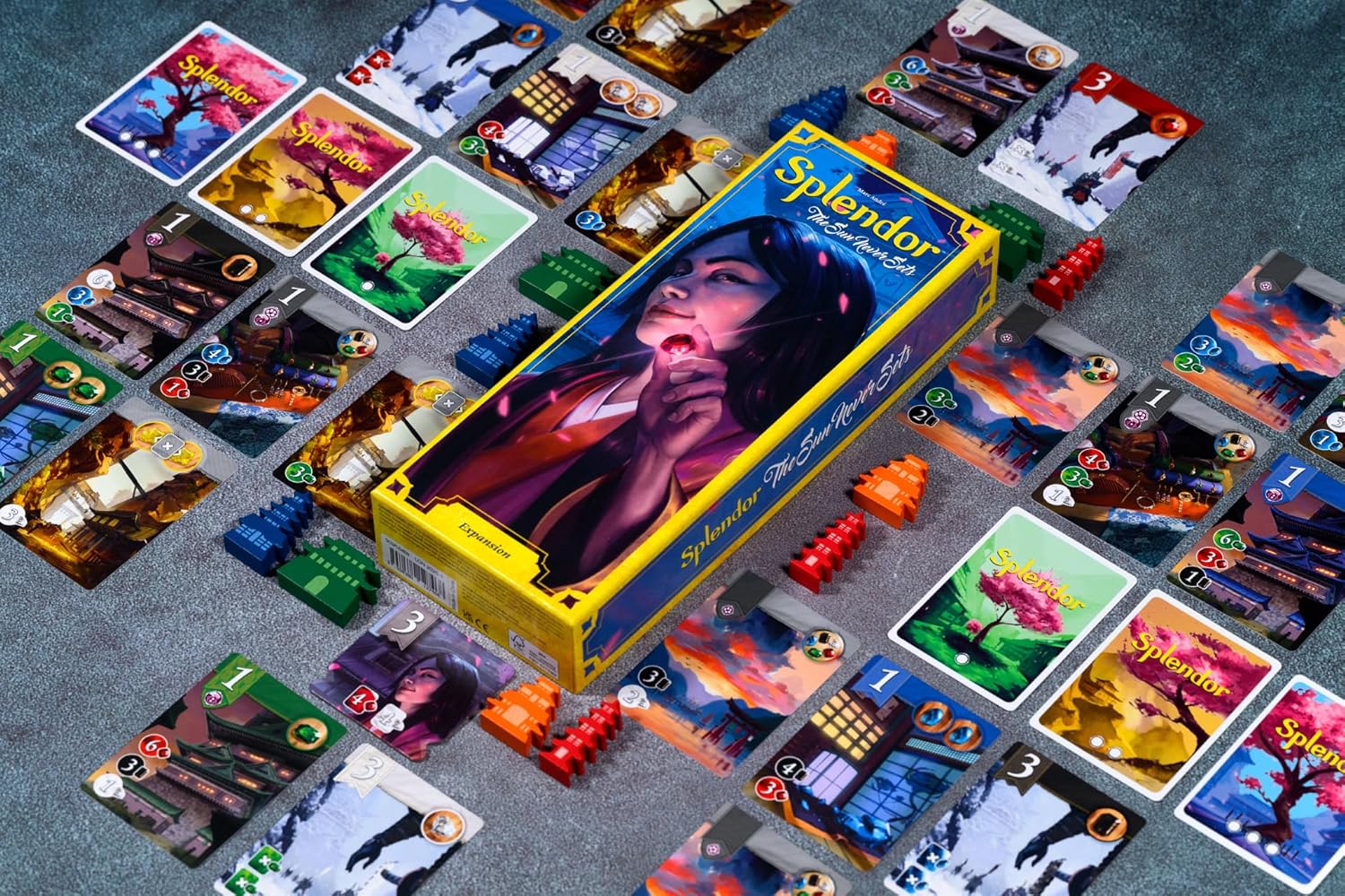 Asmodee | Splendor: The Sun Never Sets | Board Game Expansion | Ages 10+ | 2-4 Players | 30 Minutes Playing Time