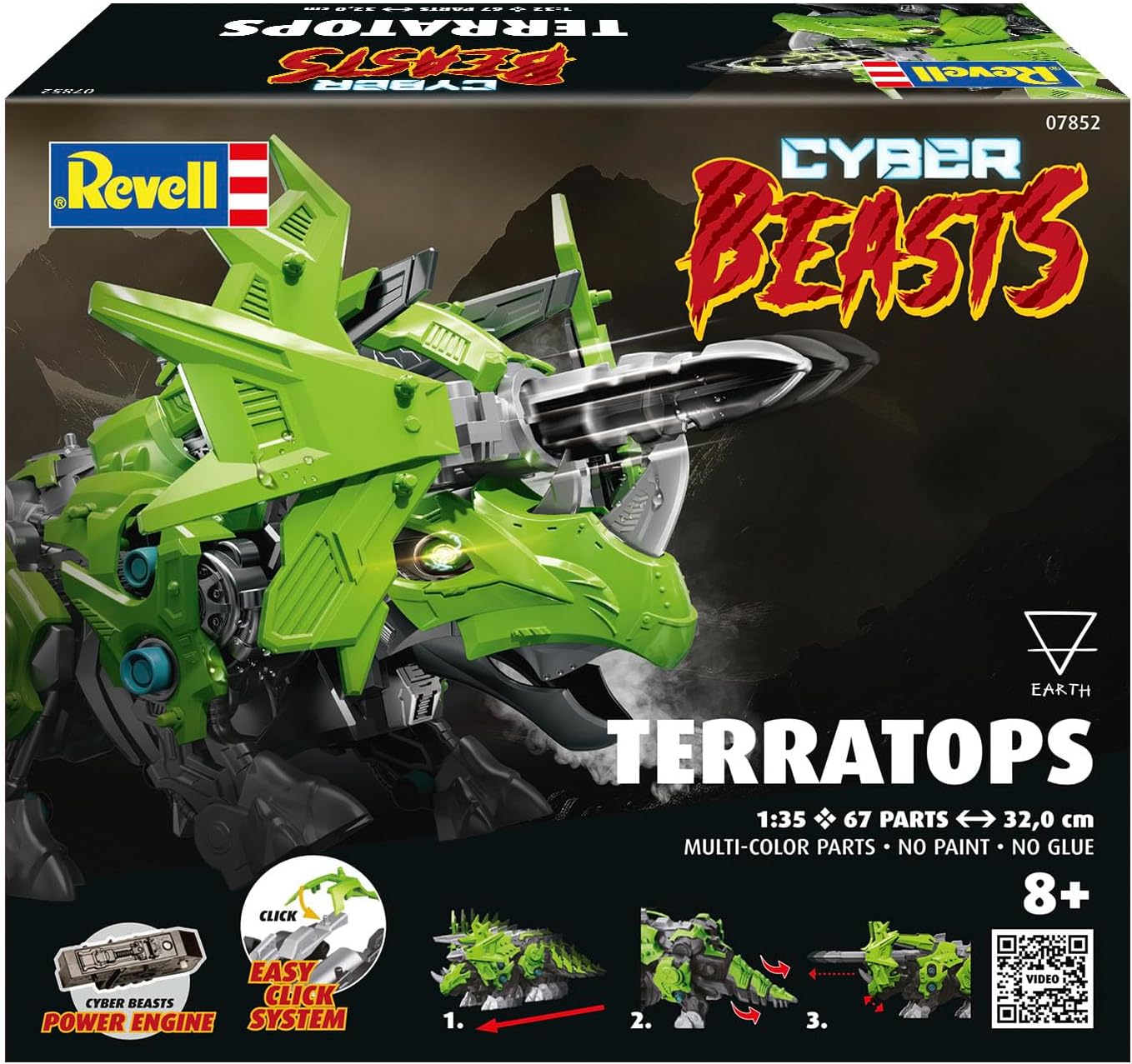 Revell 07852 TerraTops: CyberBeasts 1:35 Scale Unbuilt Pre-Coloured Plastic Model Kit With Moving Parts & CyberBeasts Engine