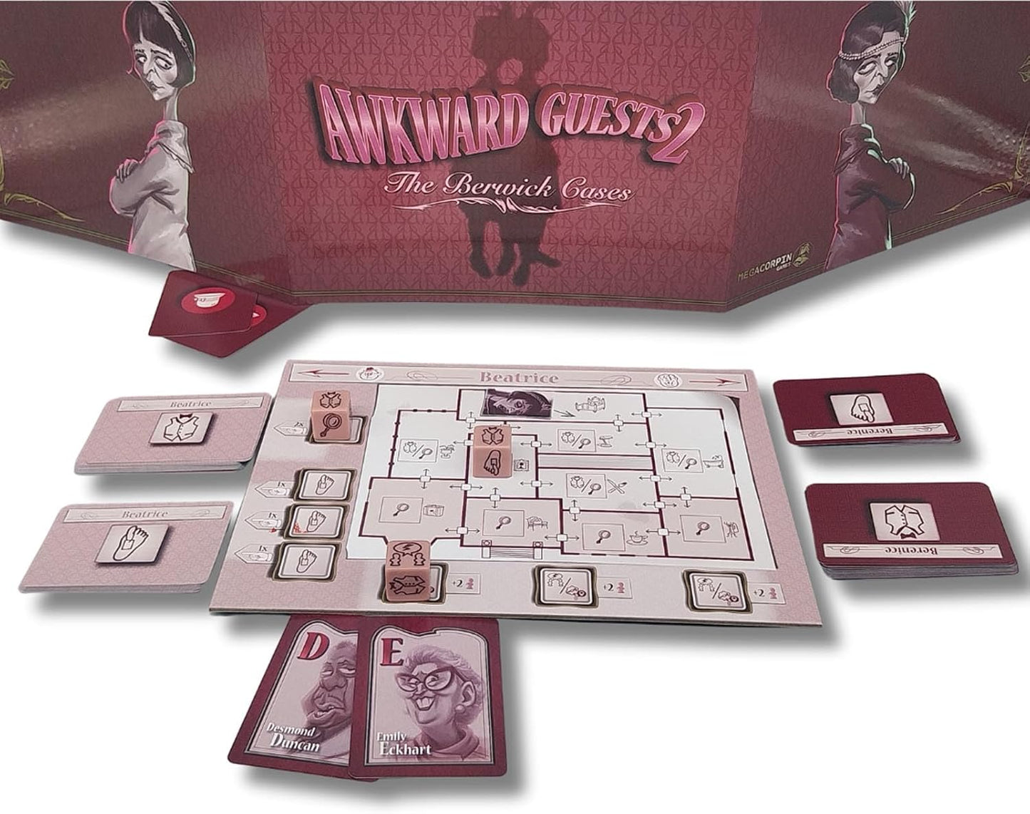 Megacorpin Games Awkward Guests 2: The Berwick Cases - Mystery Deduction Board Game | Murder Investigation, Crime Solving, Replayable Strategy Game for Adults & Teens Game in English