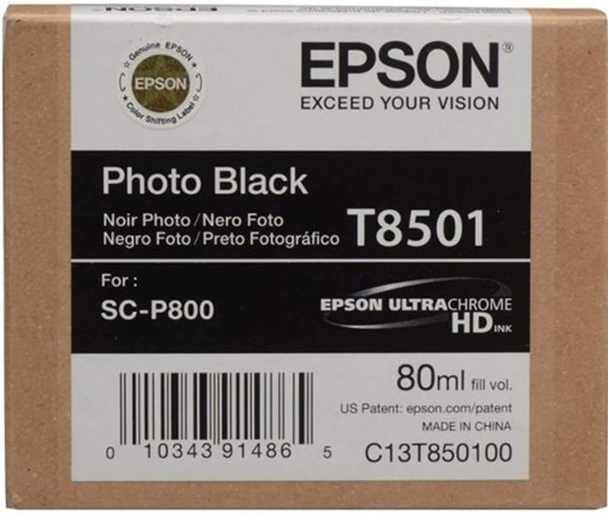 Epson T850100 Tintenpatronen Singlepack Photo, schwarz