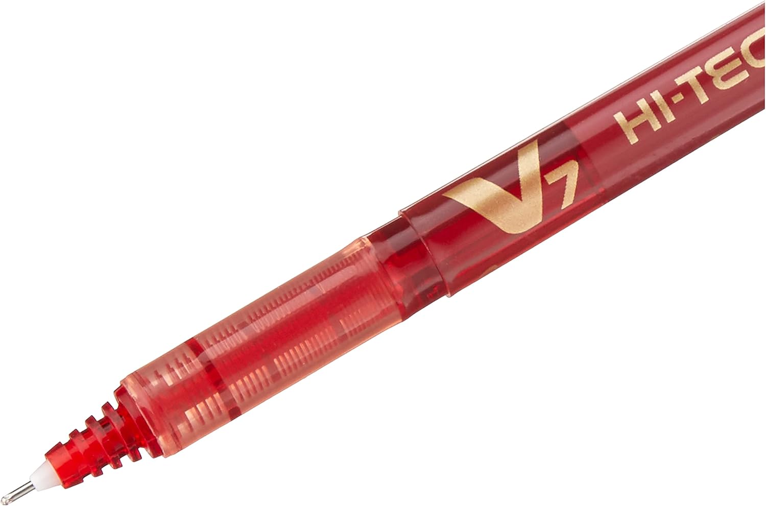 Pilot V7 Hi-Tecpoint Rollerball Pen, 0.7 mm Tip - Red, Box of 12