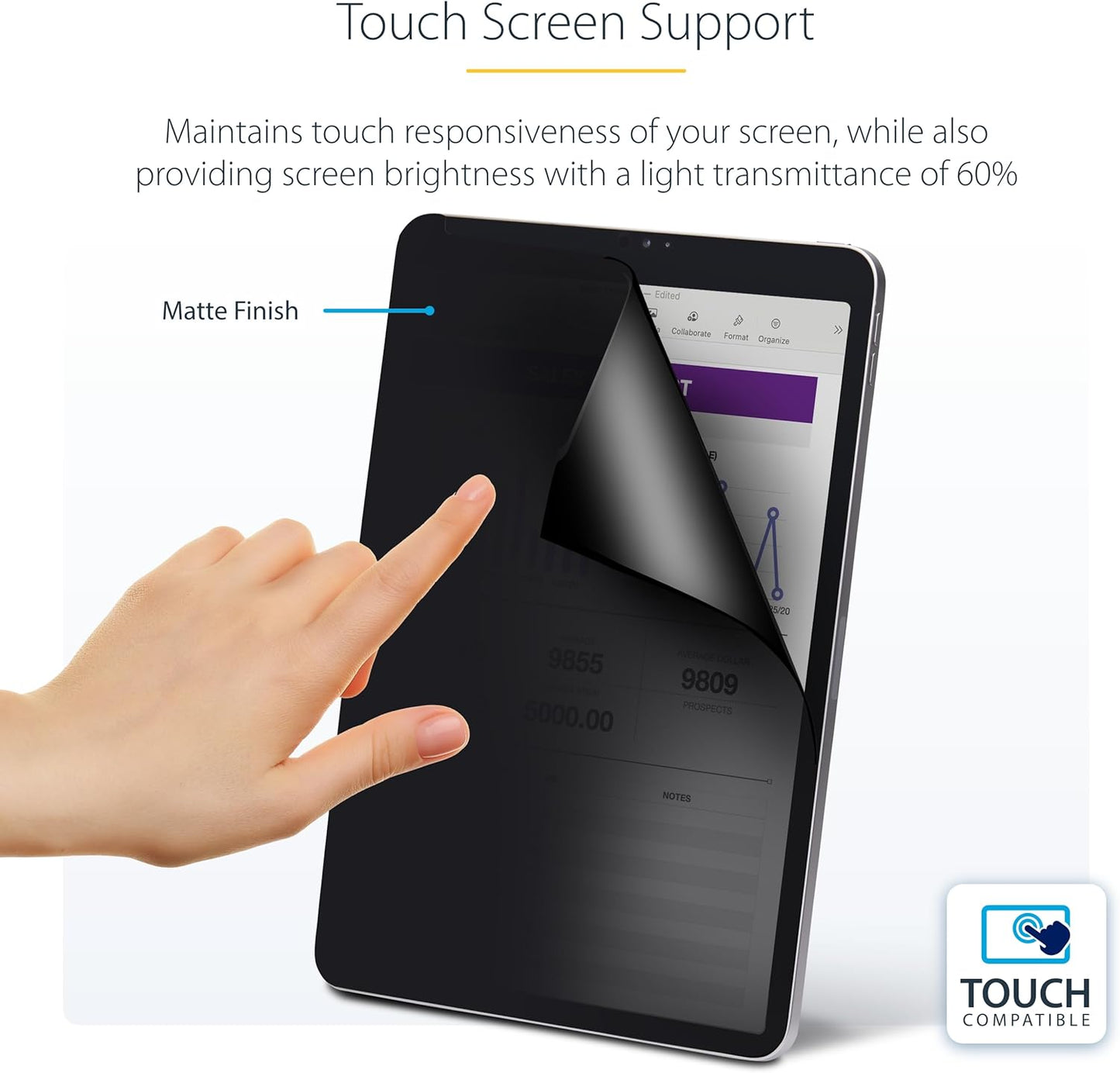 Startech.Com - Screen Protector For Tablet - For Portrait/Landscape, Touch-Enabled, +/-30Ý View, Blocks Up To 51% Blue L