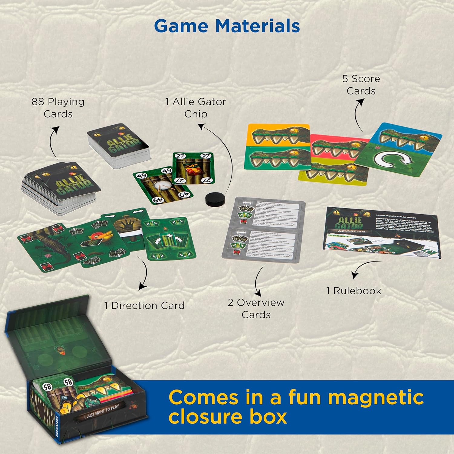 Thames & Kosmos Allie Gator: Open & Play, Fun Card Game, Family Games for Game Night, Board Games for Adults and Kids, For 2 to 5 Players, Age 8+
