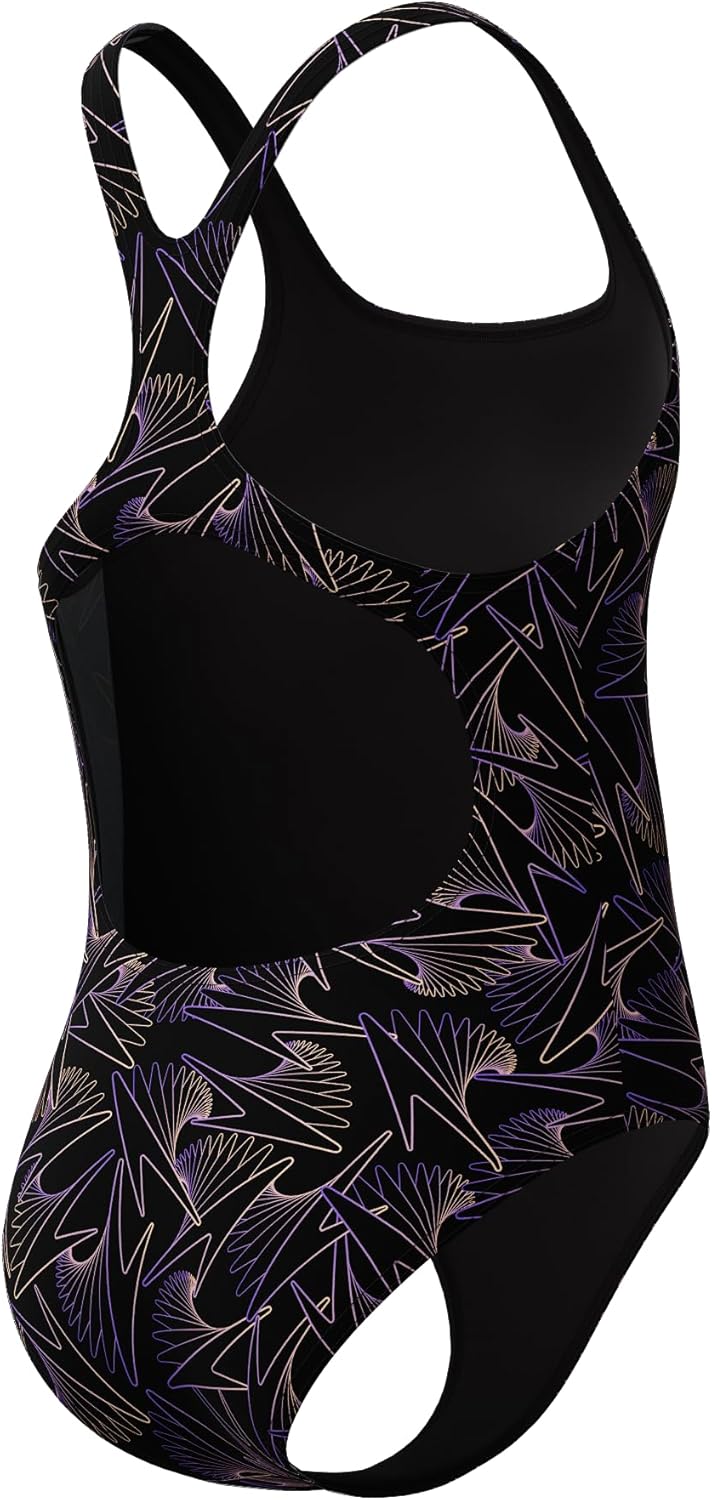 Speedo Girl's Hyperboom Allover Medalist Swimsuit |Quick Drying | Fitness | Chlorine Resistant Swimsuit (Pack of 1)
