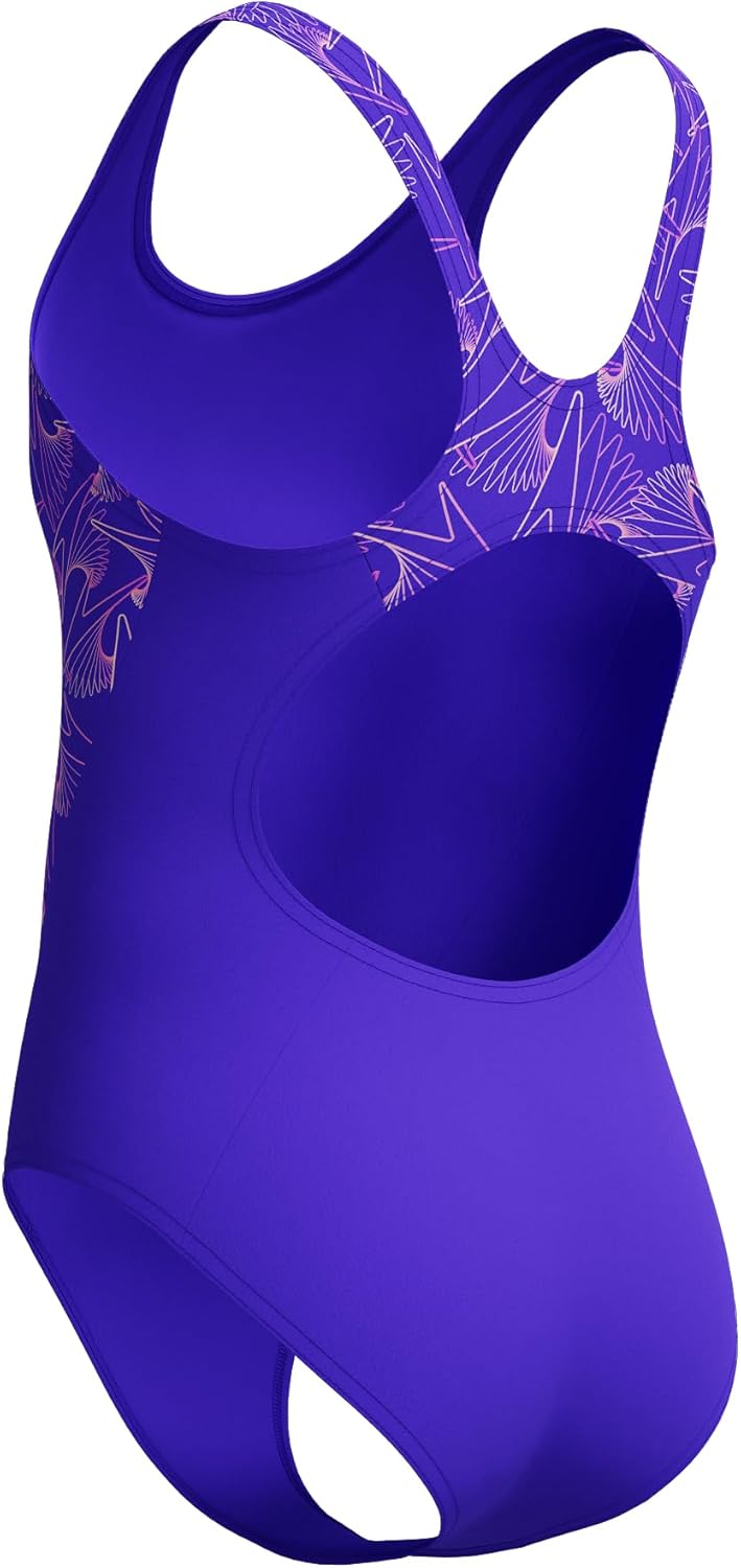 Speedo Girl's Hyperboom Splice Muscleback Swimsuit | Swim Training |Chlorine Resistant | Quick Drying | Stretch Fabric | Comfort Fit Swimwear (Pack of 1)