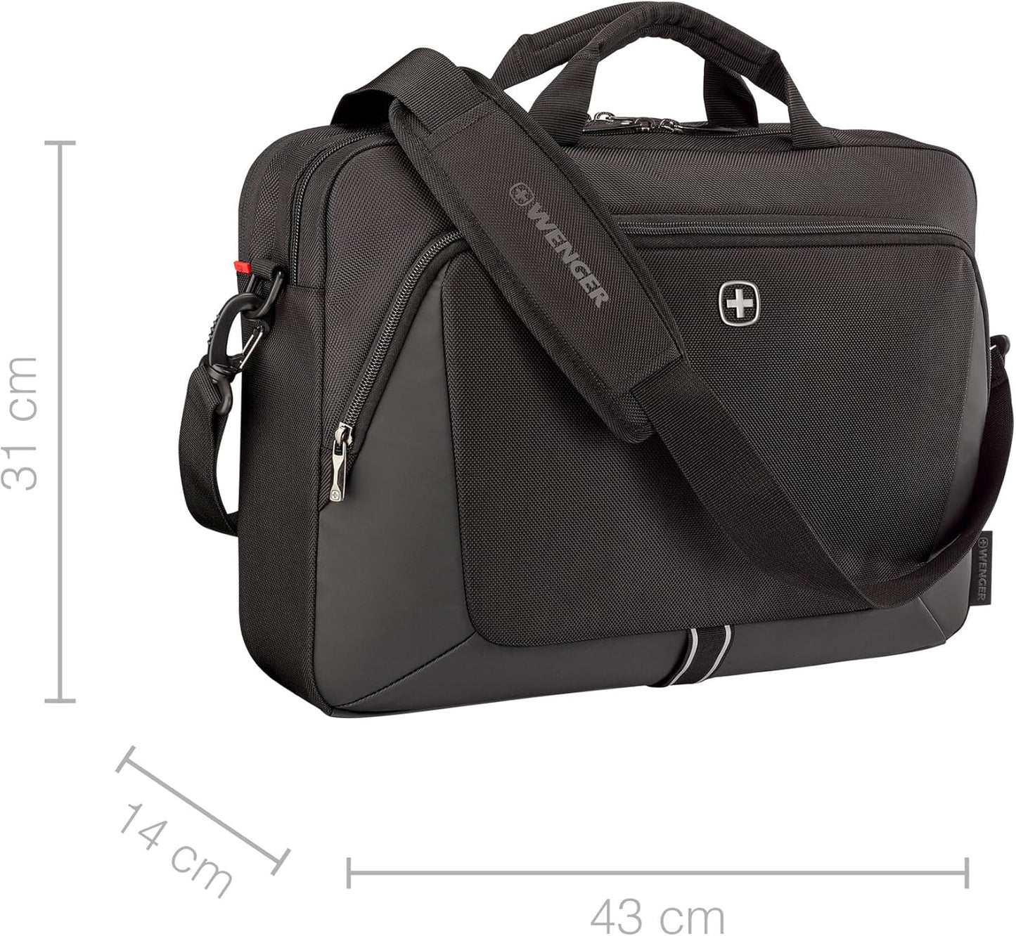 WENGER XE Brief Laptop-Tasche zum Umhängen, Notebook, Tabletfach, Aktentasche, Organizer, Damen Herren, Büro Business-Reisen Uni, Schwarz