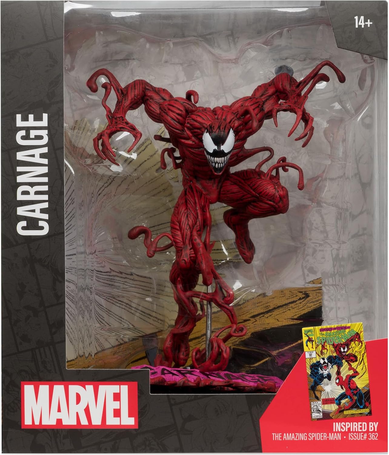 McFarlane Toys Marvel Carnage Sammelobjekt im Maßstab 1:10 mit Szene (The Amazing Spider-Man #362