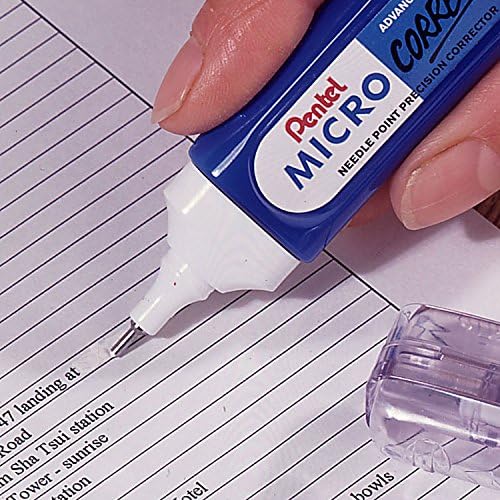 Pentel Micro Correct Fine Precision Tip Fluid Correction Pen, White, 12 ml