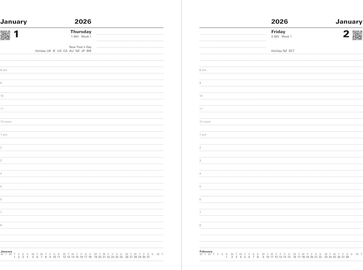 Letts of London Standard A5 day to a page 2026 diary - Black 26-T11XBK