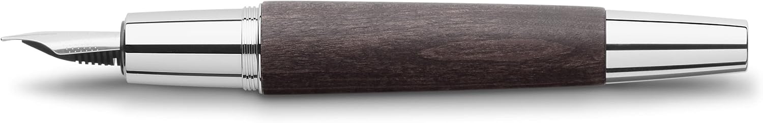 Faber-Castell Fountain Pen E-Motion Wood/Chrome Black B