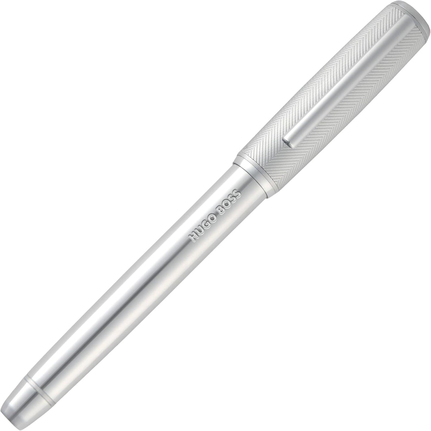 BOSS HUGO Pace Fountain Pen - Elegant Brass Writing Instrument Matte with Stainless Steel Nib - High-Quality Workmanship & Gift Packaging (HSL5652) (Silver