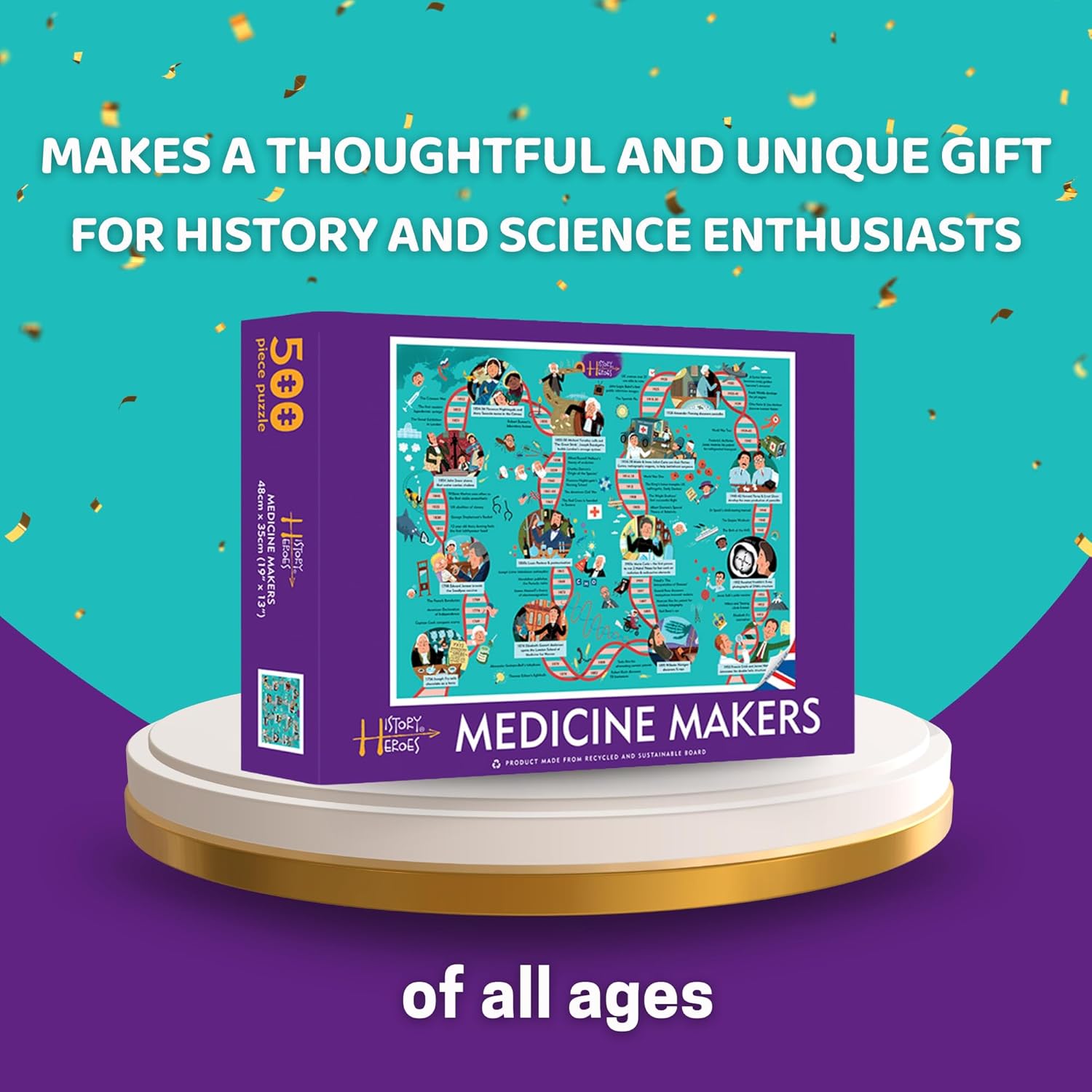 History Heroes: Medicine Makers - 500 Piece Jigsaw Puzzle for Kids & Adults - Educational Puzzle Game About Medical Science - Fun Family Activity & Learning Experience