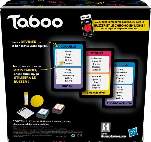 Hasbro Gaming Taboo-bordspel, party-woordraadspellen voor volwassenen en tieners (Franse versie