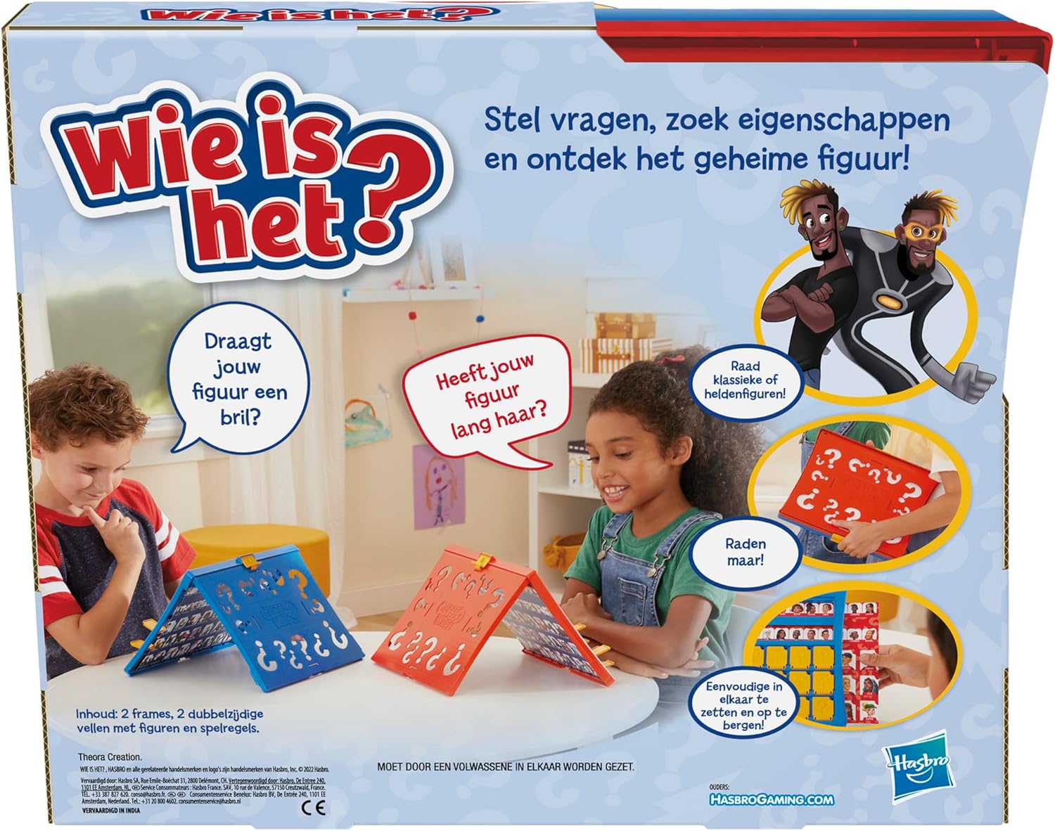 Hasbro Gaming Wie is het? Origineel raadspel, bordspel voor kinderen vanaf 6 jaar, voor 2 spelers (Nederlandse versie