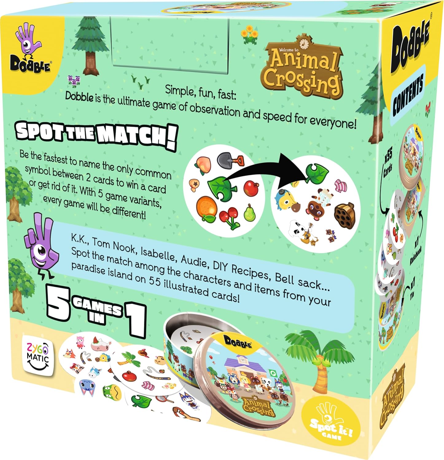 Asmodee | Dobble Animal Crossing | Family Card Game | Ages 4+ | 2-8 Players | 15 Minutes Playing Time