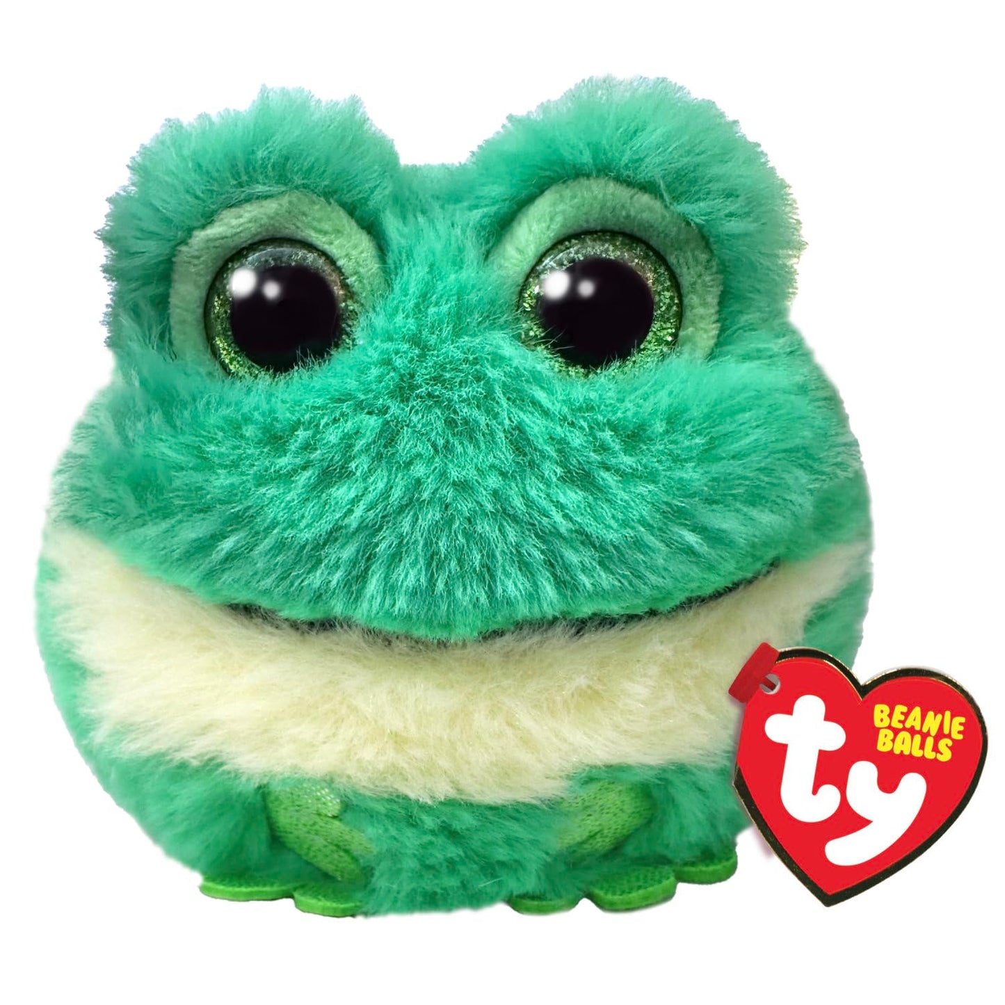 Ty Beanie Balls - Gilly la Ranocchia con gli Occhioni Verdi Glitter, Animaletti di Peluche Morbidi e Tondi da Collezionare - 8 cm - T42550