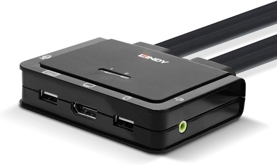 Lindy 2 Port Displayport 1.2, Usb-C Cable Kvm Swit