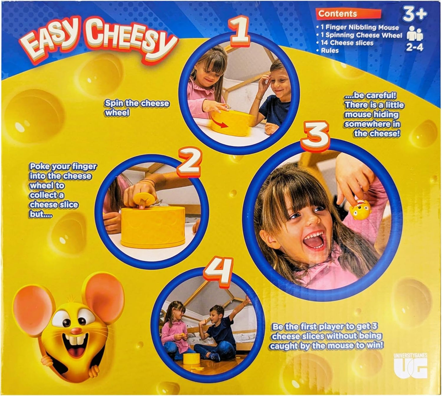 Easy Cheesy Mouse Hide and Seek Game, Ages 3+, 2-4 Players, Family Board Game, Yellow