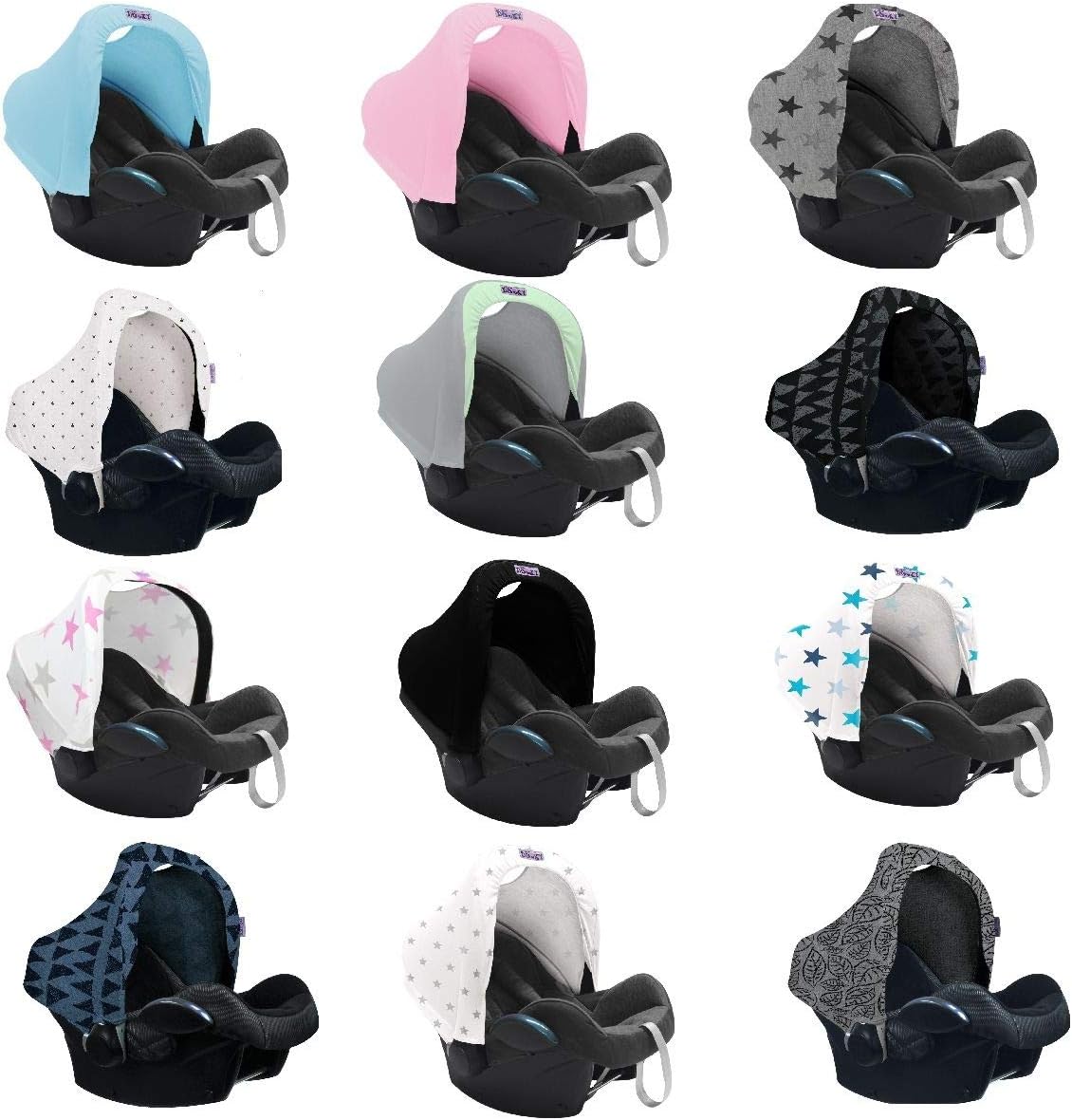 Originele Dooky voor babyschaal, kinderwagen en buggy (universele pasvorm met klittenband, UV-bescherming SPF 40+