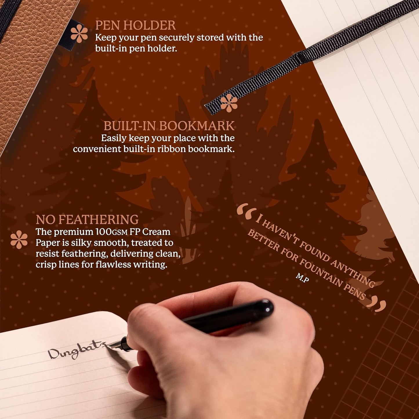Dingbats* Wildlife Lined Journal Notebook A5 - Vegan Leather Soft Cover - Ideal for Work, Travel, Writing - with Pocket, Elastic Closure & Bookmark