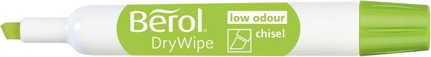 Berol Dry Wipe Whiteboard Marker Pens | Chisel Tip | Assorted Colours | 8 Count Dry Erase Markers