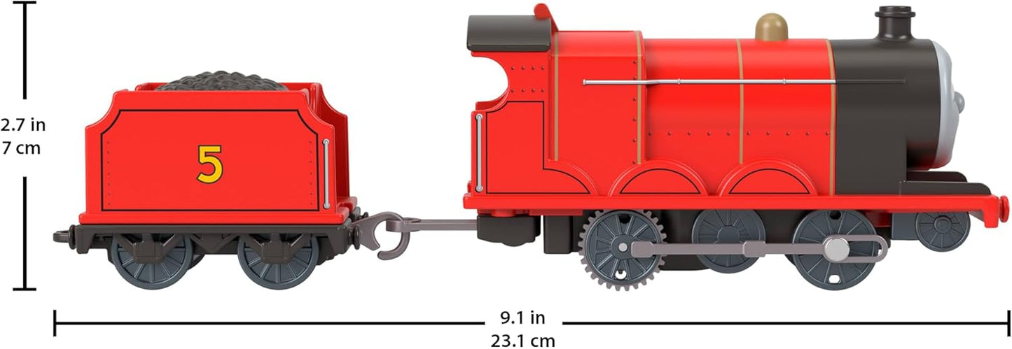 Thomas & Friends Motorized Toy Train, Classic James Battery-Powered Engine & Cargo Car, Storytelling Play for Preschoolers, JGF95