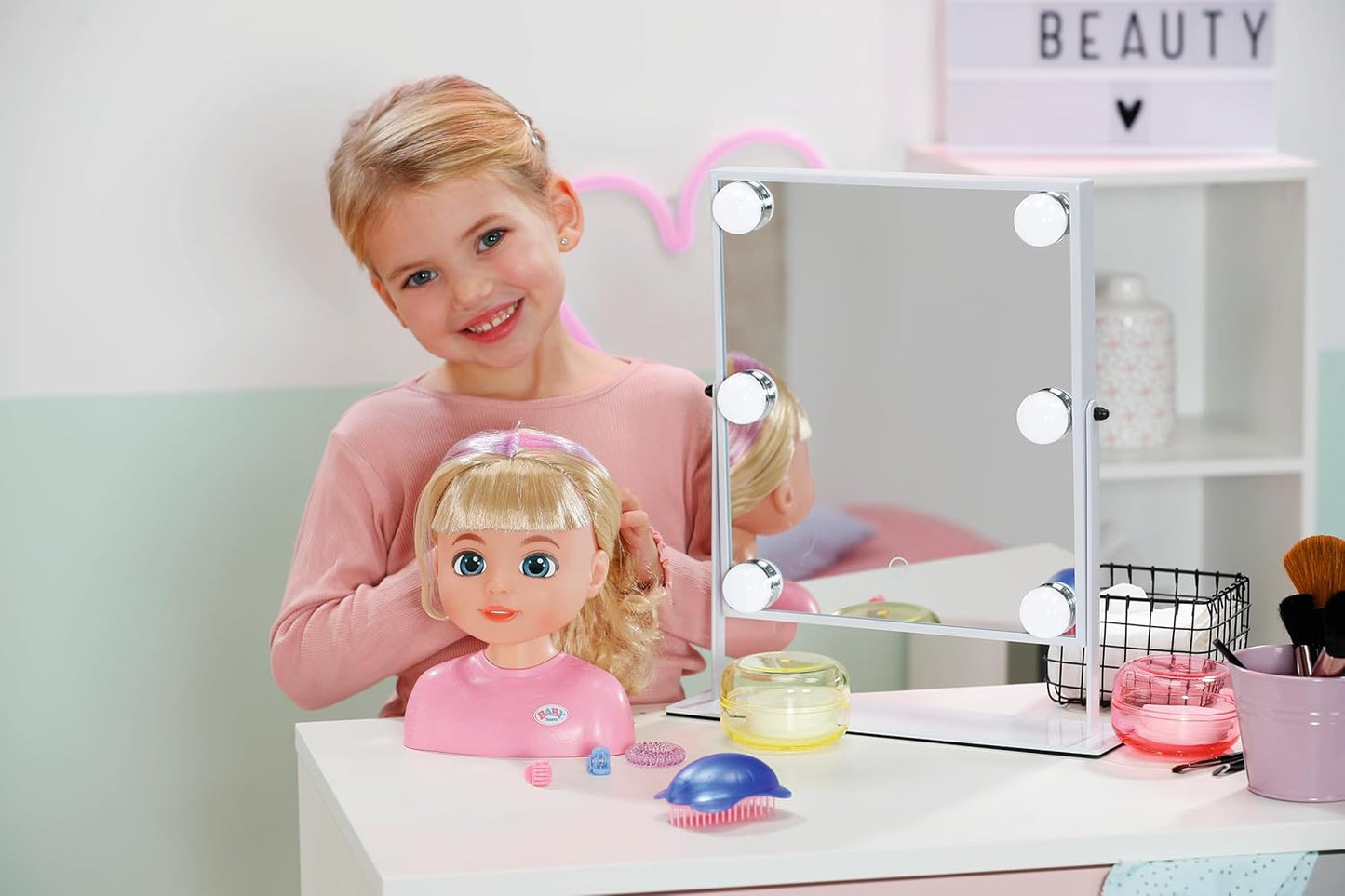 BABY born Styling Head Carla Nylon Hair - Includes Hair Clips, Ribbons & Brush - Suitable for Children Aged 3+