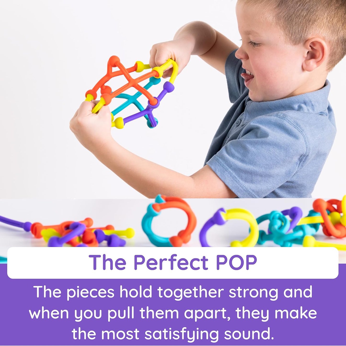 Fat Brain Toys Plip Kit | 52 Piece Bendy Silicone Link Toy Building Set in a Variety of Shapes, Sizes and Colours | Sensory Toys for Kids | Creative Building Toys, Medium